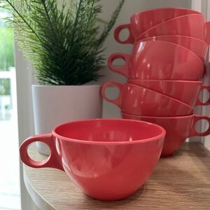 Set of 8 Vintage Stetson Melamine Tea Cups – Pink Mid-Century Modern | Decor MCM